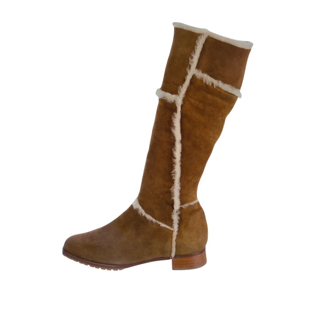Manolo Blahnik Brown Suede Shearling Fur Lined Knee High Boots Tall Riding 40 10